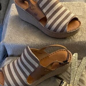 Born Brown and Cream Striped Wedges